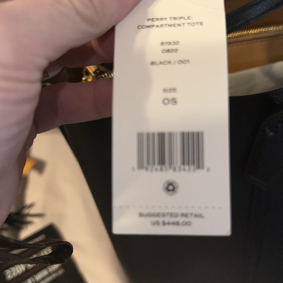 NWT Tory Burch Perry triple compartment tote black pebbled leather very large - Picture 3 of 16